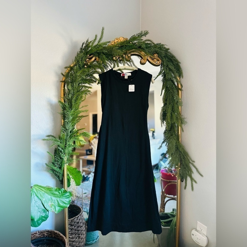 Free people Simone open back black midi dress nwt Xs